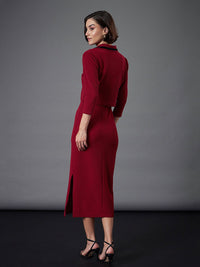 SASSAFRAS worklyf Shirt Collar Sheath Midi Dress