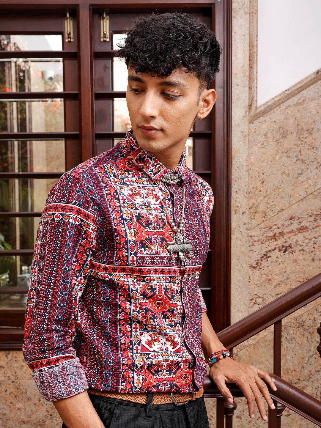 The Indian Garage Co Men Slim Fit Indie Printed Resortwear Shirt