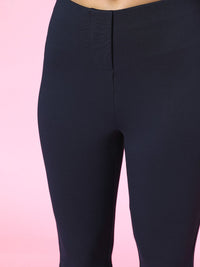 SASSAFRAS Women Navy Blue High-Rise Graduated Flare Trousers