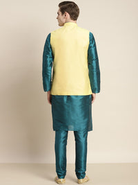 SOJANYA Men Green Embroidered Mirror Work Kurta with Churidar