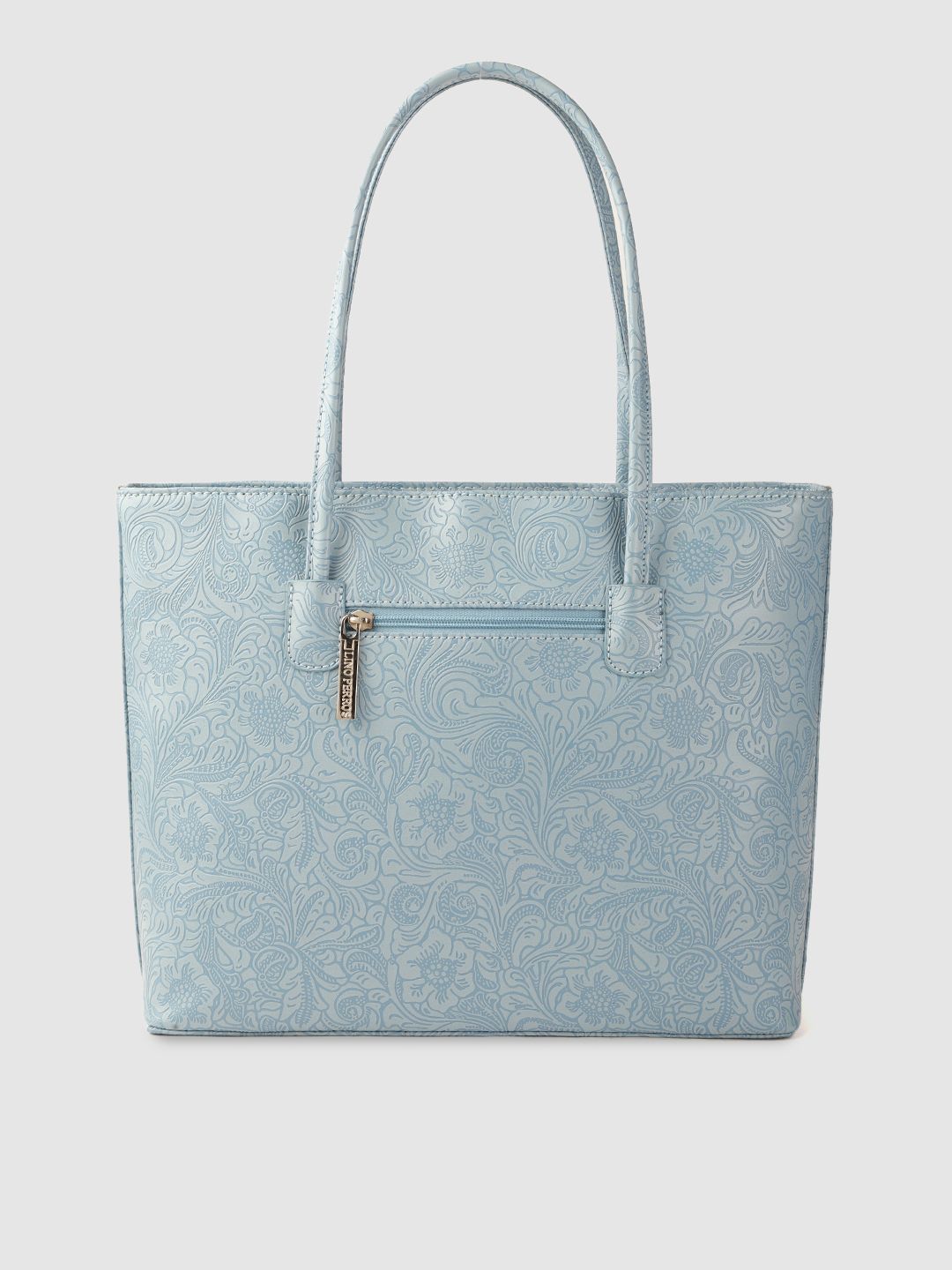 Lino Perros Blue Floral Textured PU Structured Laptop Bag