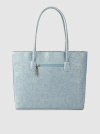 Lino Perros Blue Floral Textured PU Structured Laptop Bag