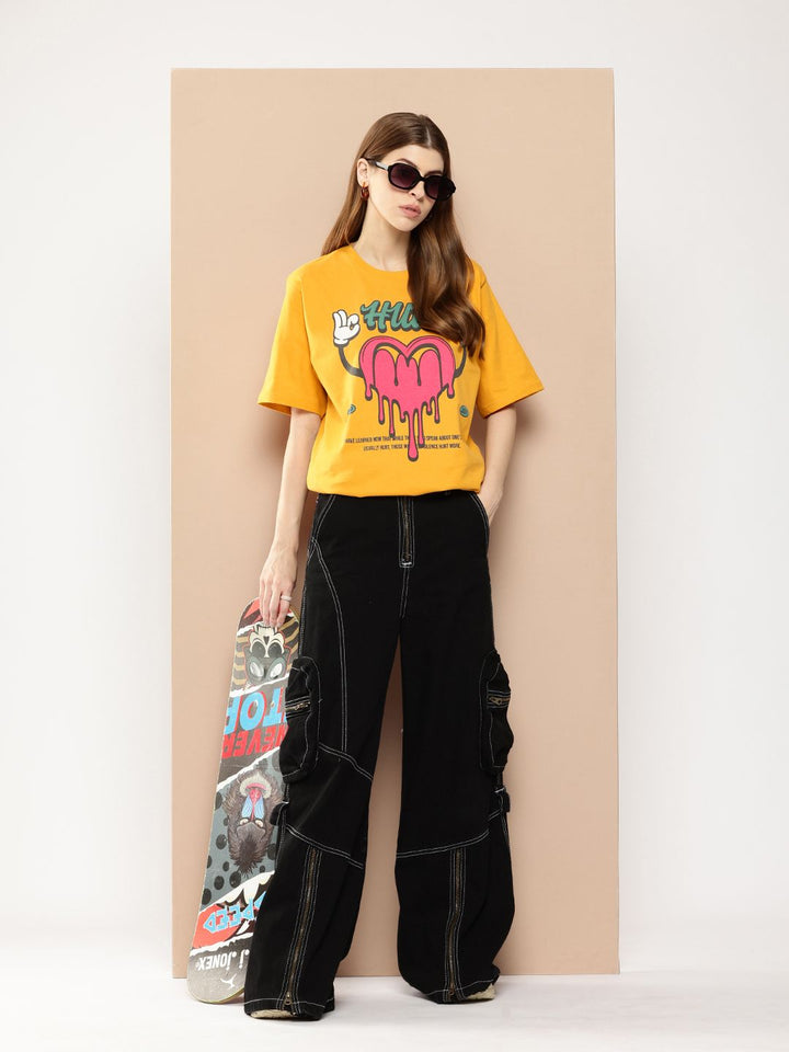 Difference of Opinion Printed Oversized Pure Cotton T-shirt