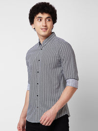 SPYKAR Geometric Printed Spread Collar Cotton Casual Shirt