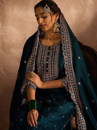 Indo Era Ethnic Motifs Embroidered Regular Thread Work Striaght Kurta Set