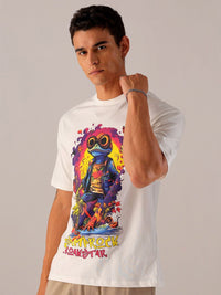 The Indian Garage Co Men Back Printed Boxy Oversized Pure Cotton T-shirt