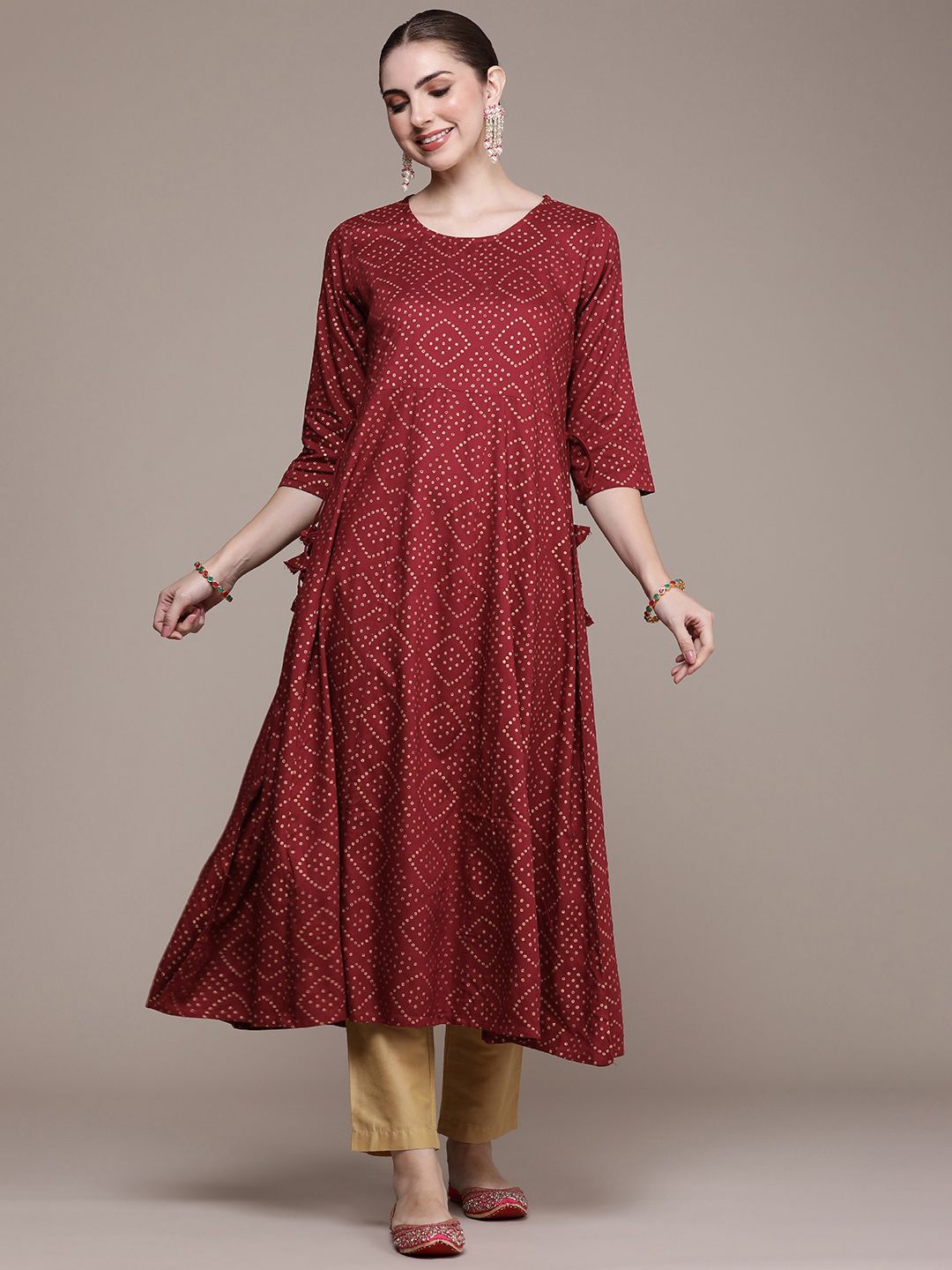 Anouk Women Bandhani Printed Anarkali Kurta