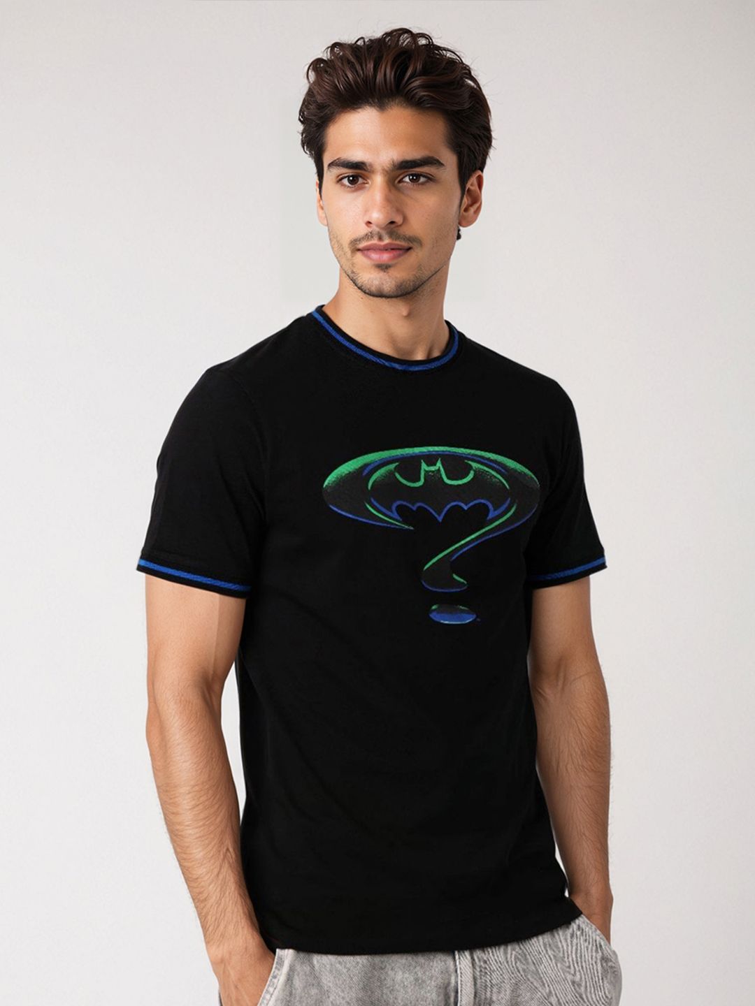 The Indian Garage Co Men Batman Graphic Printed Round Neck Pure Cotton Slim Fit T-shirt