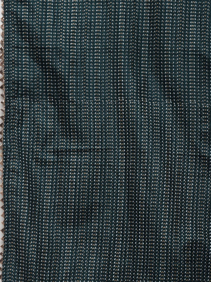 Indo Era Women Teal Green & Golden Yoke Design Kurta with Palazzos & With Dupatta
