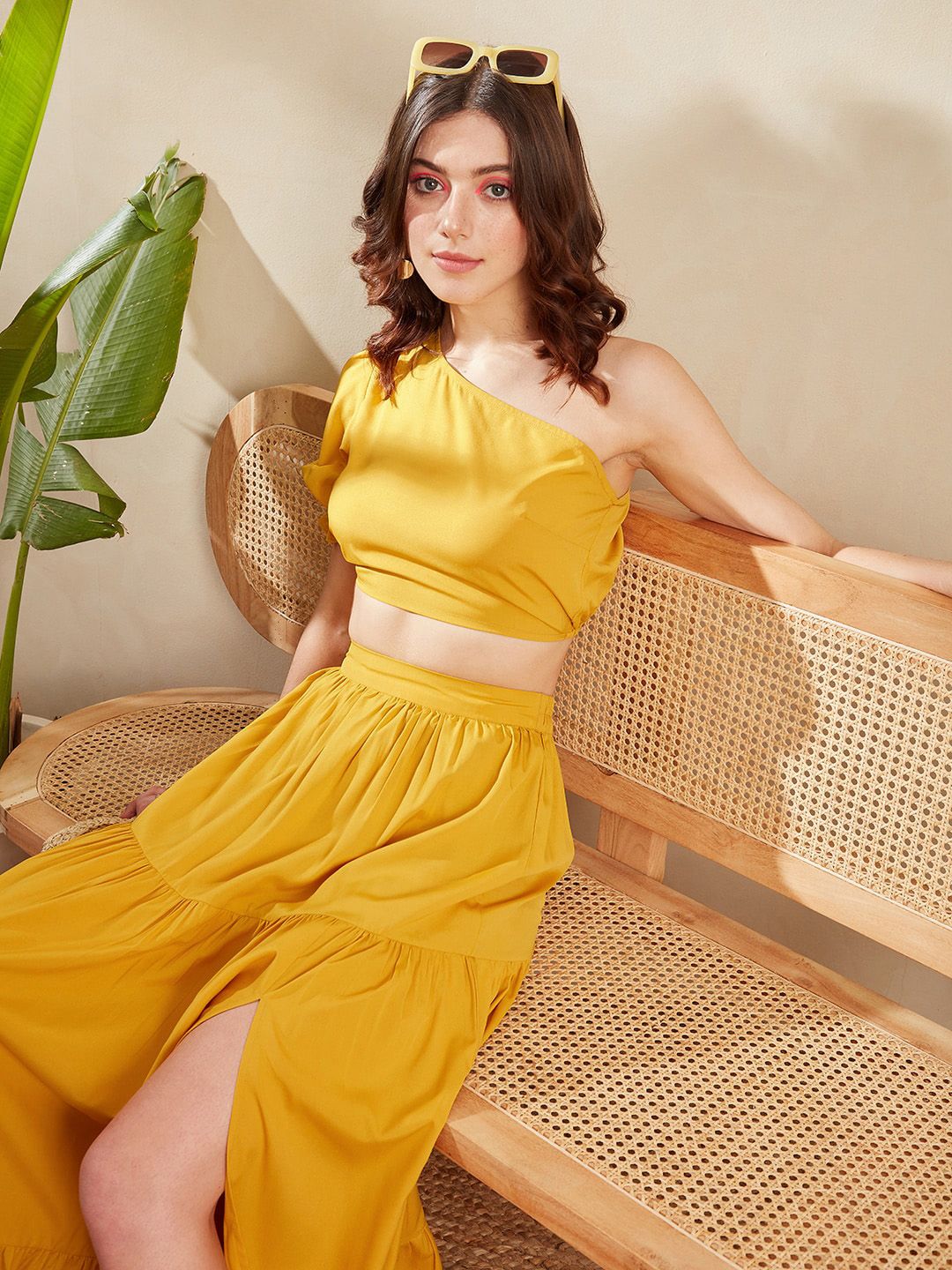Berrylush One Shoulder Cropped Top With Maxi Skirt