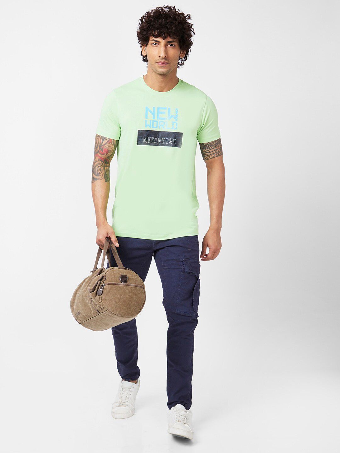 SPYKAR Typography Printed Slim Fit Cotton T-Shirt
