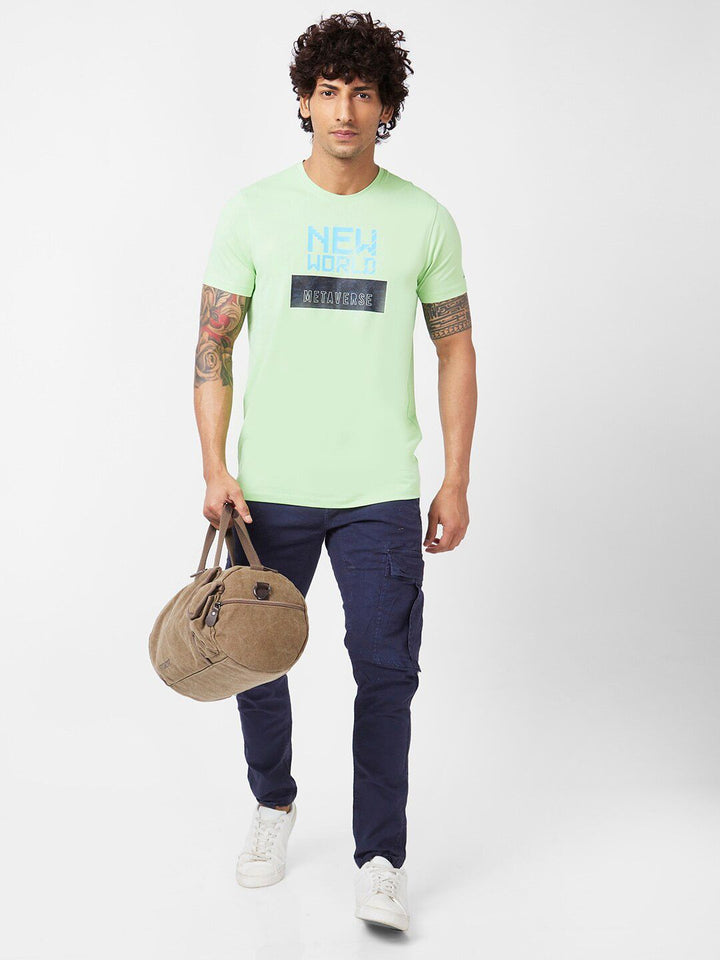SPYKAR Typography Printed Slim Fit Cotton T-Shirt