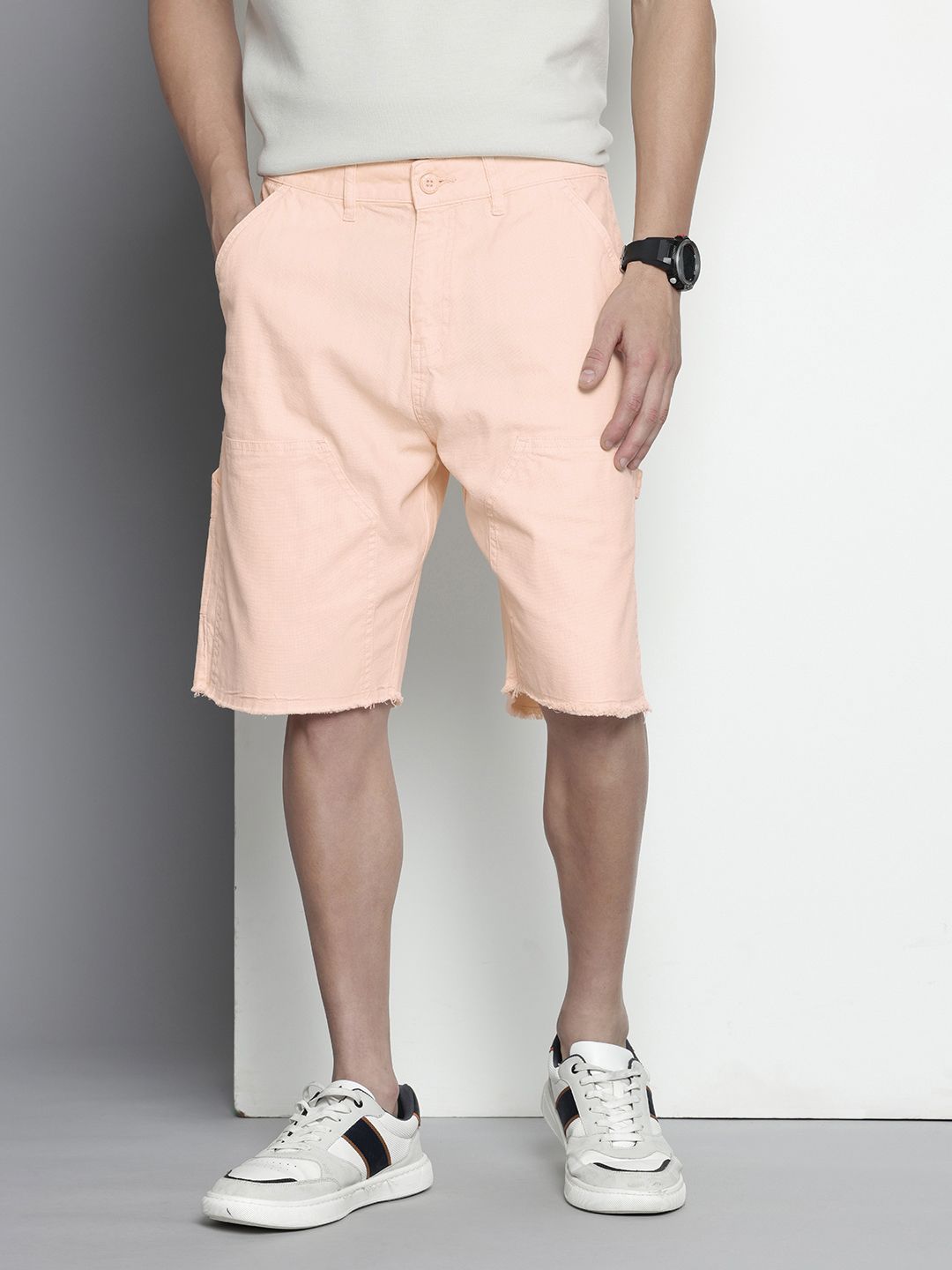 The Indian Garage Co. Men Relaxed Fit Pure Cotton Cargo Shorts