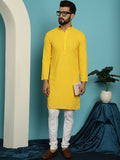 SOJANYA Motif Etnik Sulam Kolar Mandarin Labuci Kapas Tulen Kurta & Churidar