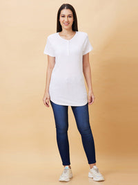 Being Human Henley Neck Short Sleeves Longline T-shirt