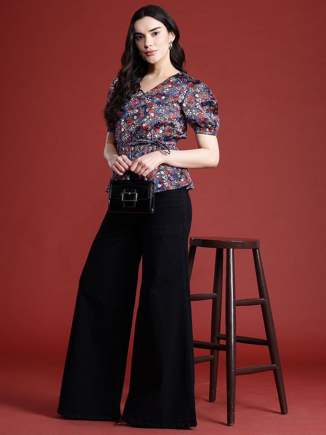 all about you Floral Print Cinched Waist Top