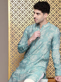 House of Pataudi Floral Printed Zari Detailed Regular Jashn Kurta with Trousers