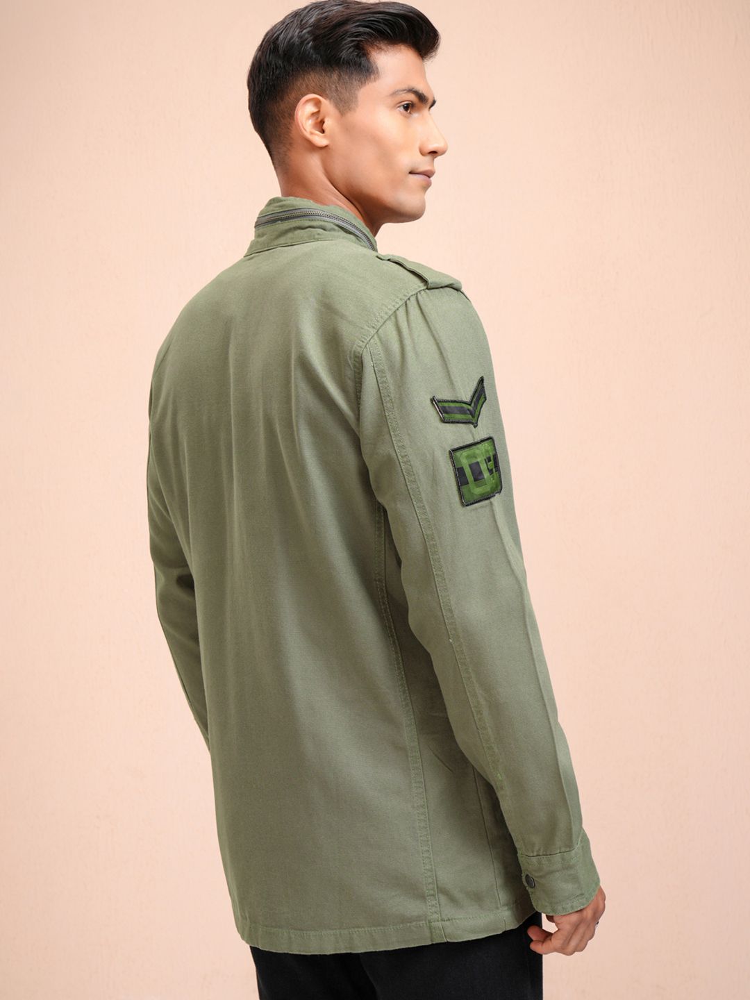 LOCOMOTIVE Men Olive Green Solid Tailored Jacket
