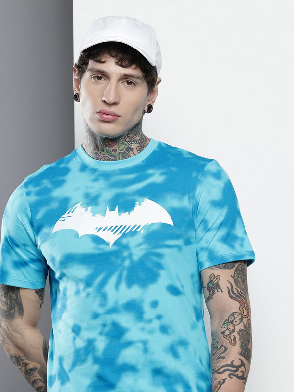 The Indian Garage Co. Slim Fit Batman Printed Dyed Effect Pure Cotton T-shirt