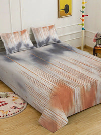 Moda Rapido X KLOTTHE Grey & Copper-Toned 400 TC King Bedsheet with 2 Pillow Covers