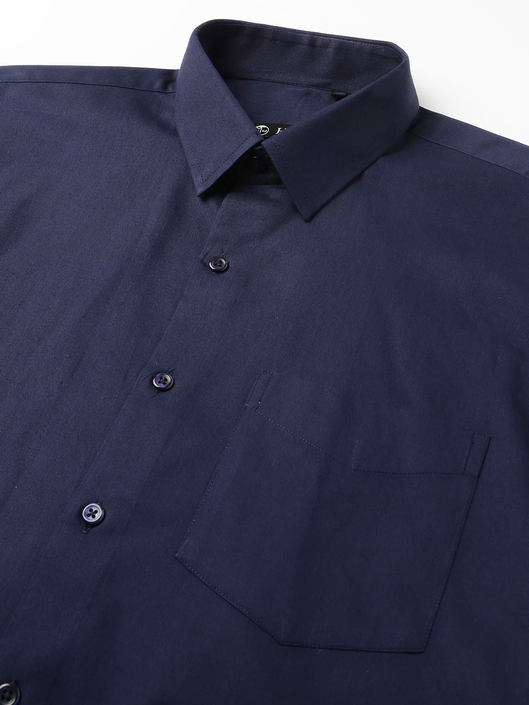 Hancock Men Nayy Blue Solid French Cuff Pure Cotton Slim Fit  Formal Shirt