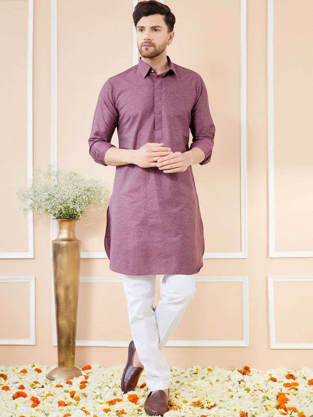 See Designs Shirt Collar Cotton Pathani Kurta