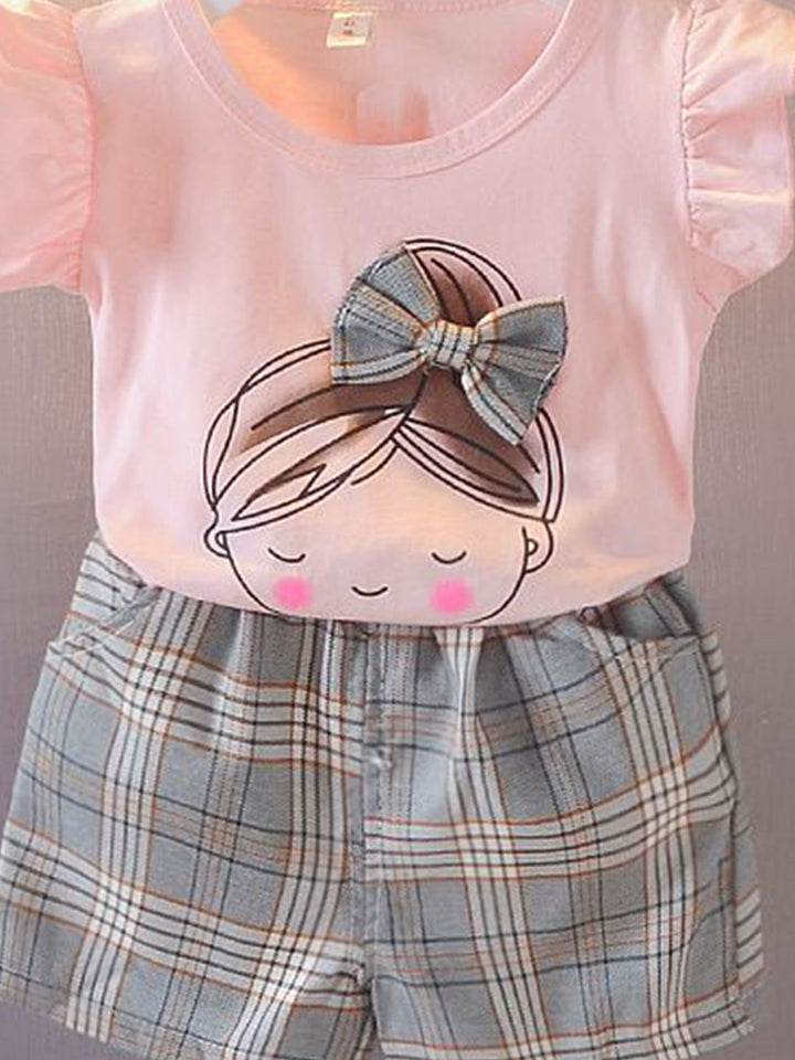 YK Girls Printed T-shirt with Shorts