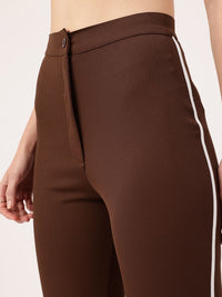 DressBerry Women Subculture Swag Ribbed High-Rise Sided Slits Trousers