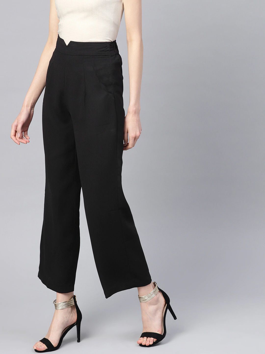 SASSAFRAS Women Black Parallel Trousers