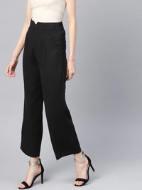 SASSAFRAS Women Black Parallel Trousers