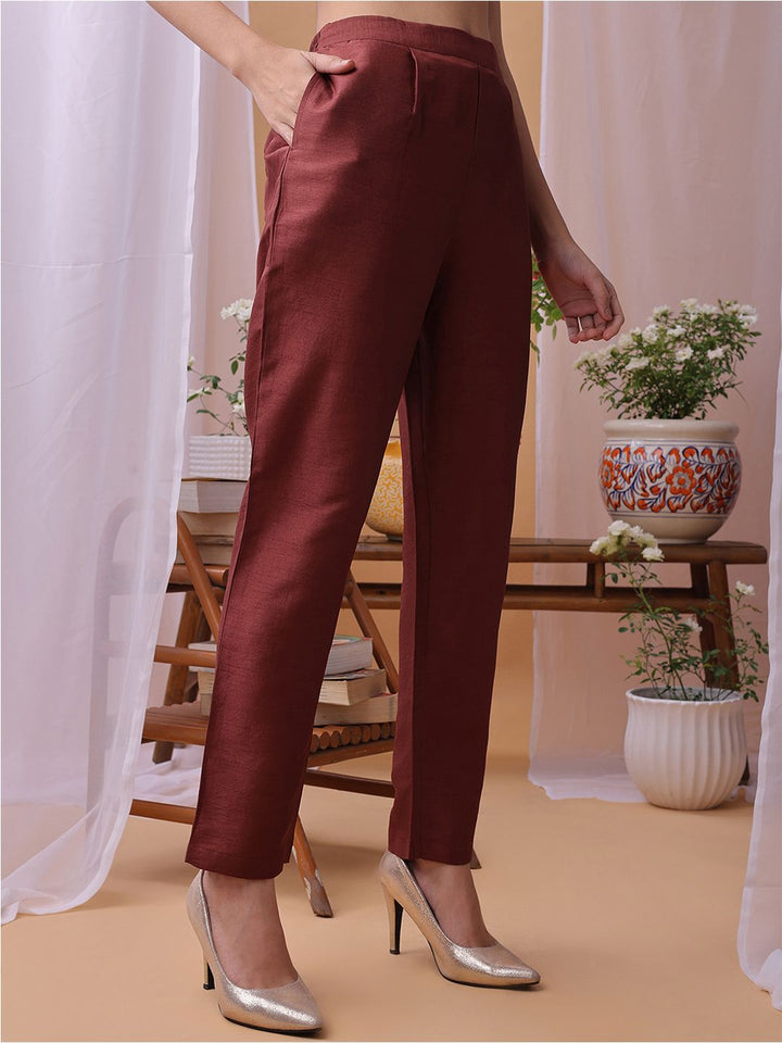 KALINI Yoke Design Sequinned Straight Kurta With Trousers And Dupatta