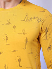 The Indian Garage Co Men Yellow Printed Pockets T-shirt