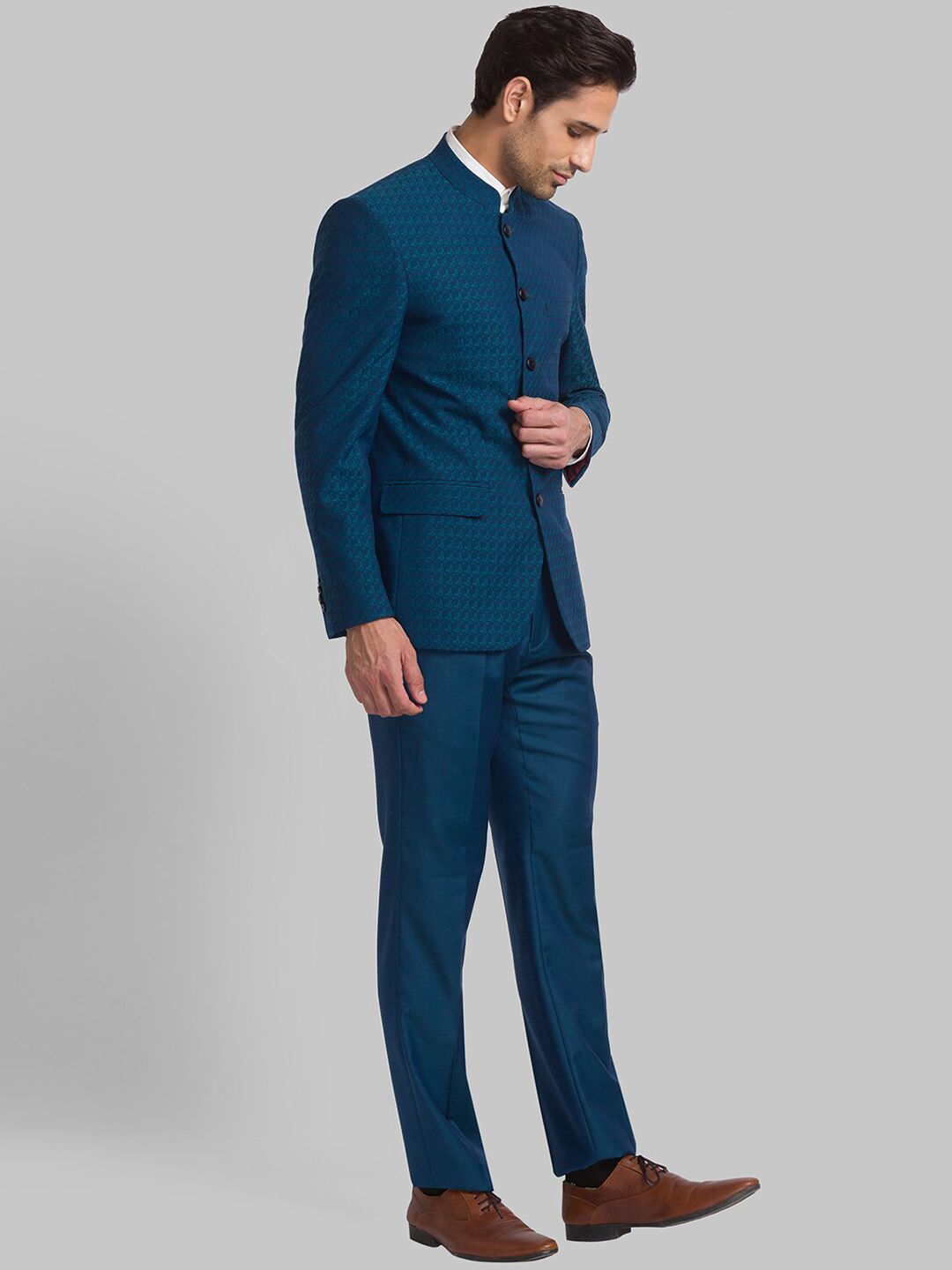 Raymond Men yang Direka Bandhgala Blazer Single-Breasted Single Woven
