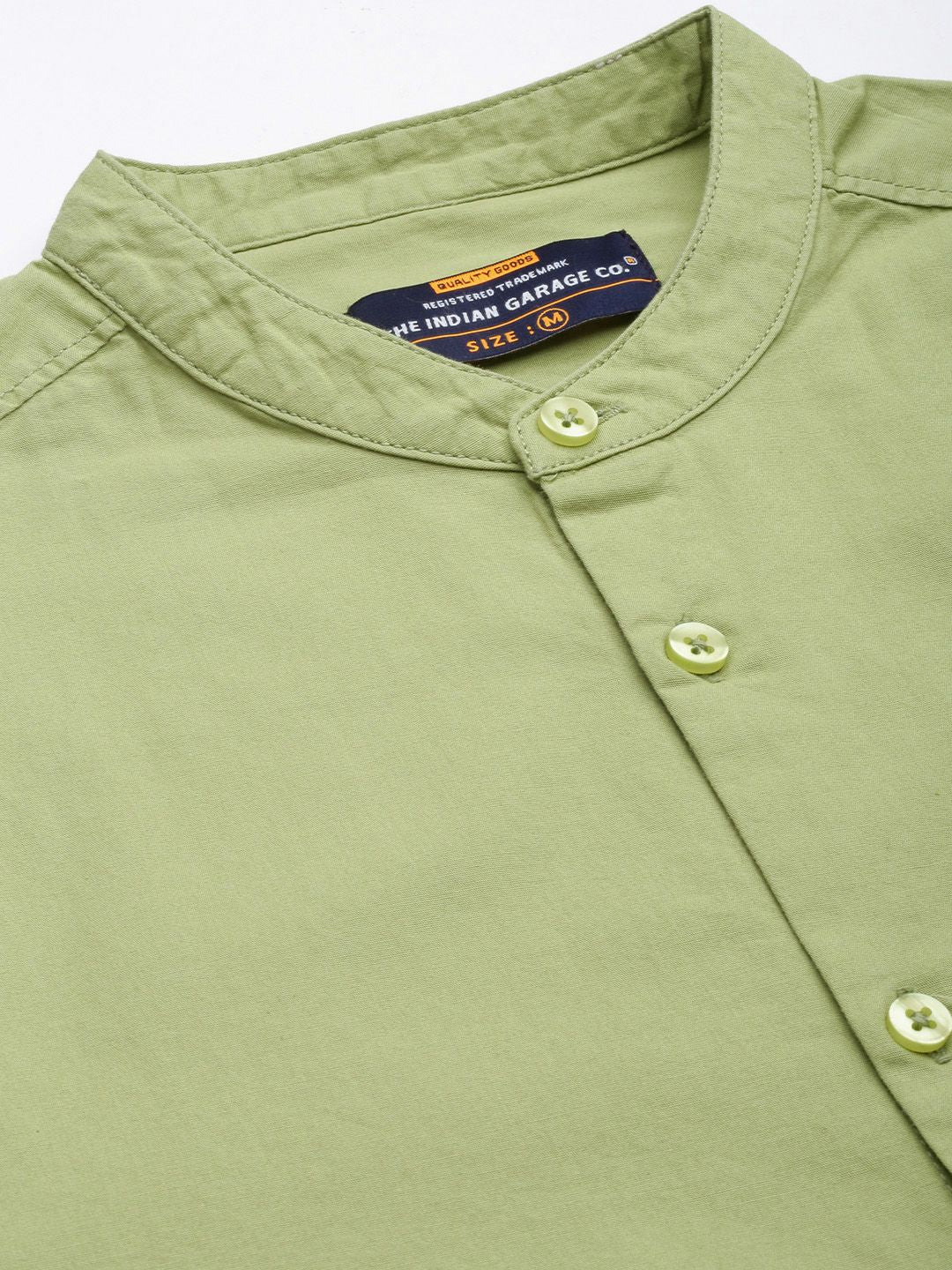The Indian Garage Co Men Green Solid Pure Cotton Casual Shirt