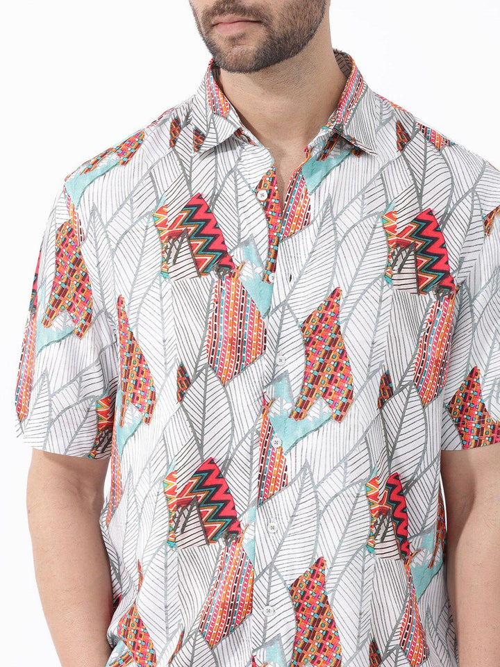 RARE RABBIT Men Winona Slim Fit Tropical Printed Cotton Shirt