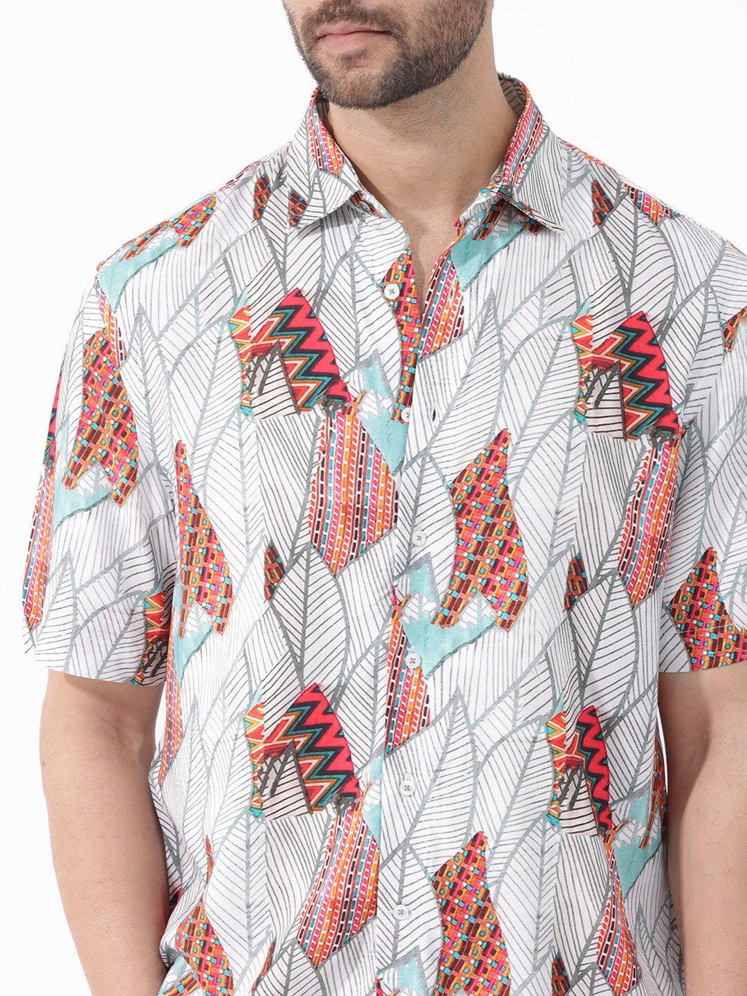 RARE RABBIT Men Winona Slim Fit Tropical Printed Cotton Shirt