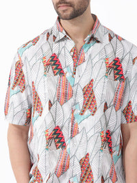 RARE RABBIT Men Winona Slim Fit Tropical Printed Cotton Shirt