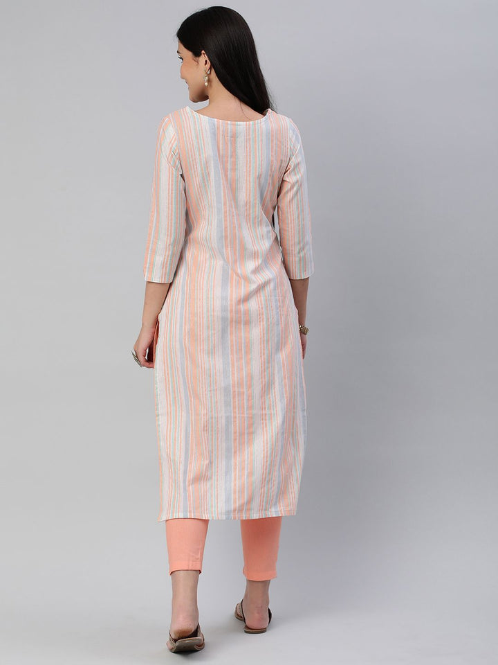 KALINI Women Striped Pure Cotton Kurta With Trousers