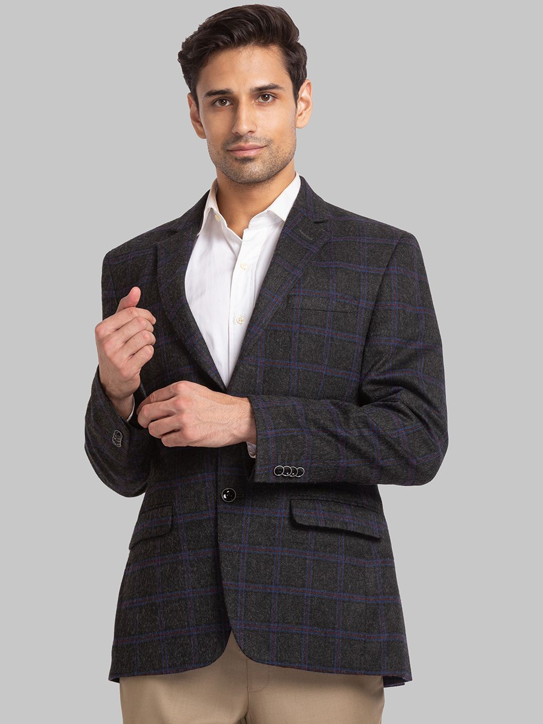 Park Avenue Men Checked Single-Breasted Formal Blazer