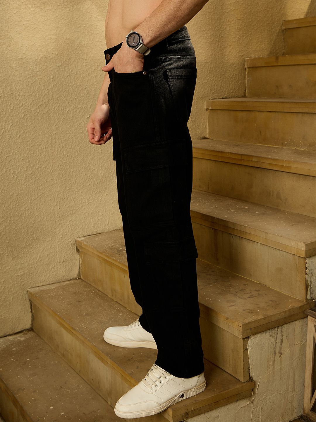DENNISON Korean Baggy Fit Cargo Jeans