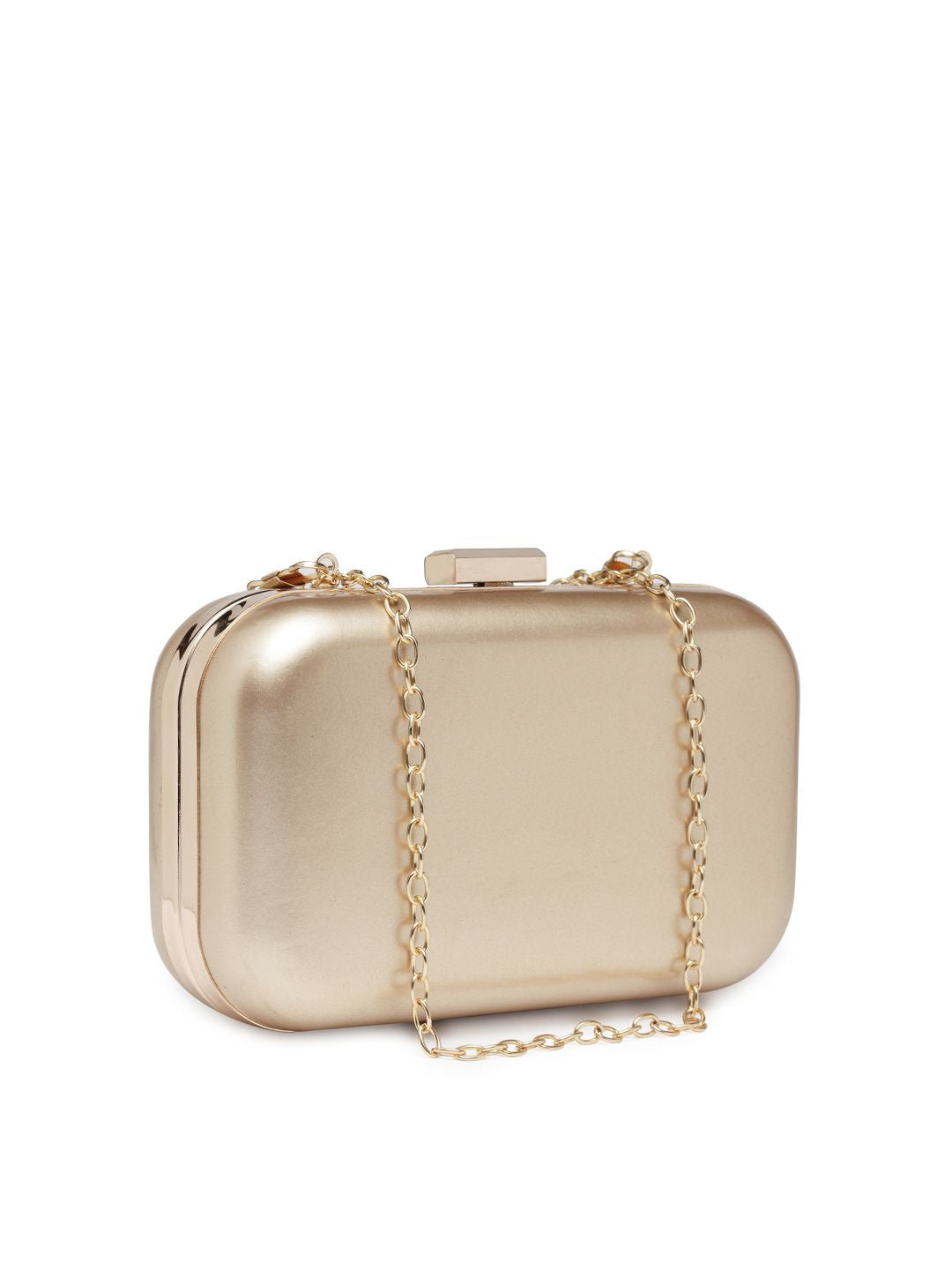 Lisa Haydon for Lino Perros Gold-Toned Solid Clutch with Sling Strap