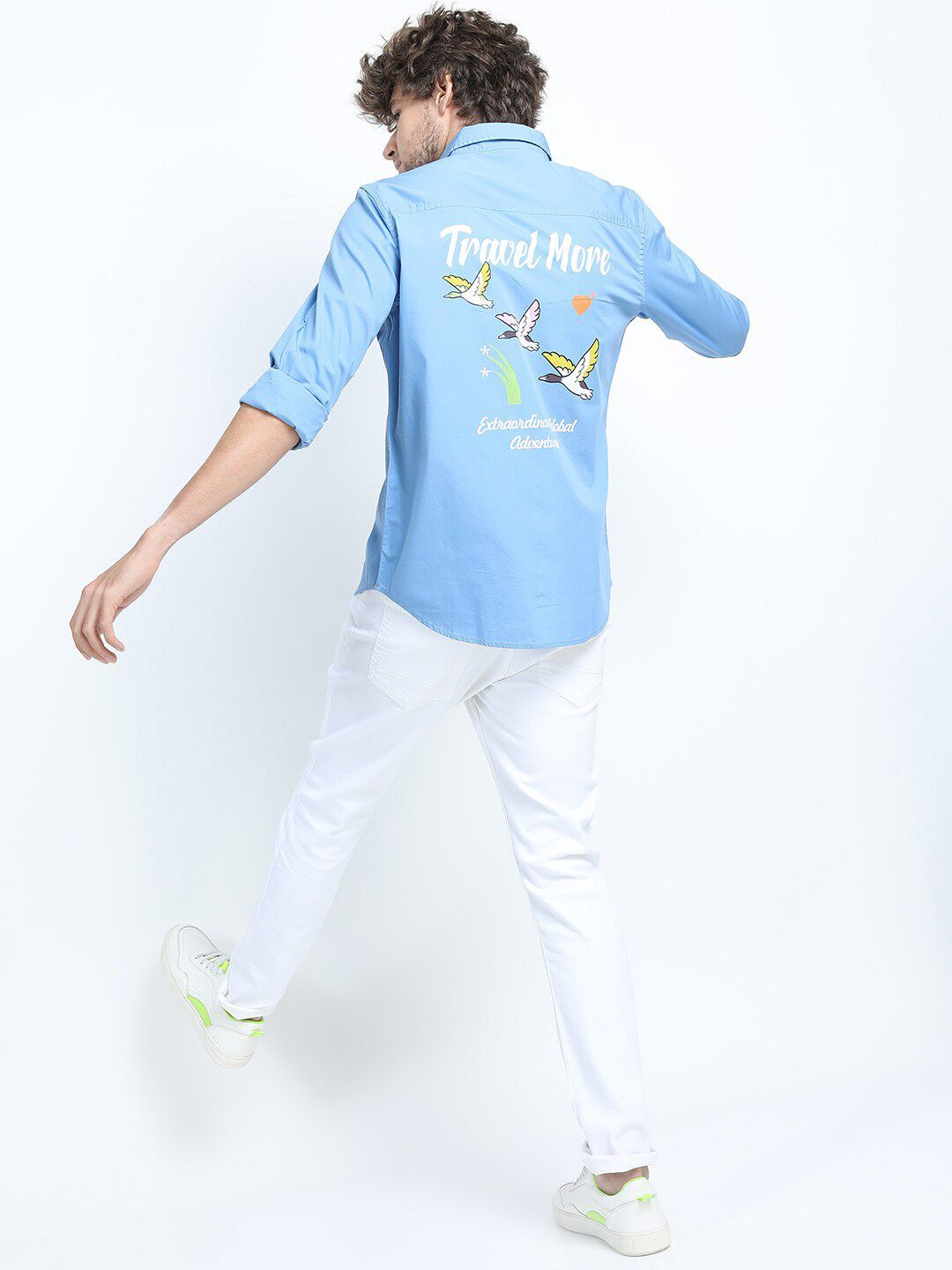 LOCOMOTIVE Men Blue Slim Fit Casual Cotton Shirt