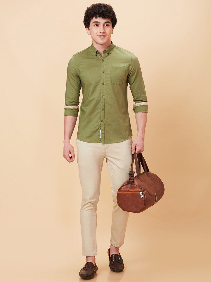 Being Human Slim Fit Button-Down Collar Long Sleeves Casual Shirt