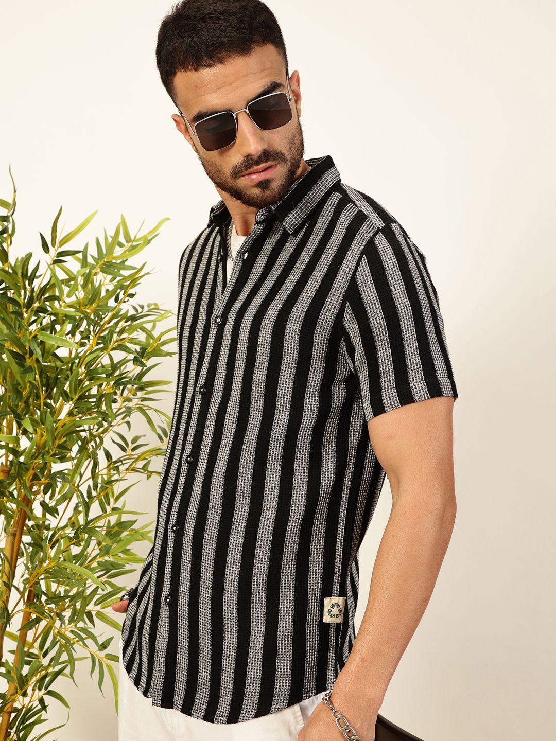 Thomas Scott Men Premium Slim Fit Vertical Striped Casual Shirt