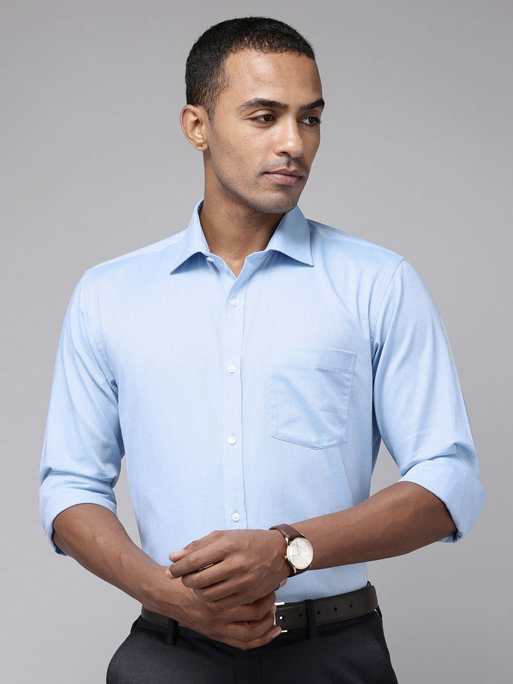 Park Avenue Pure Cotton Self Design Slim Fit Opaque Formal Shirt
