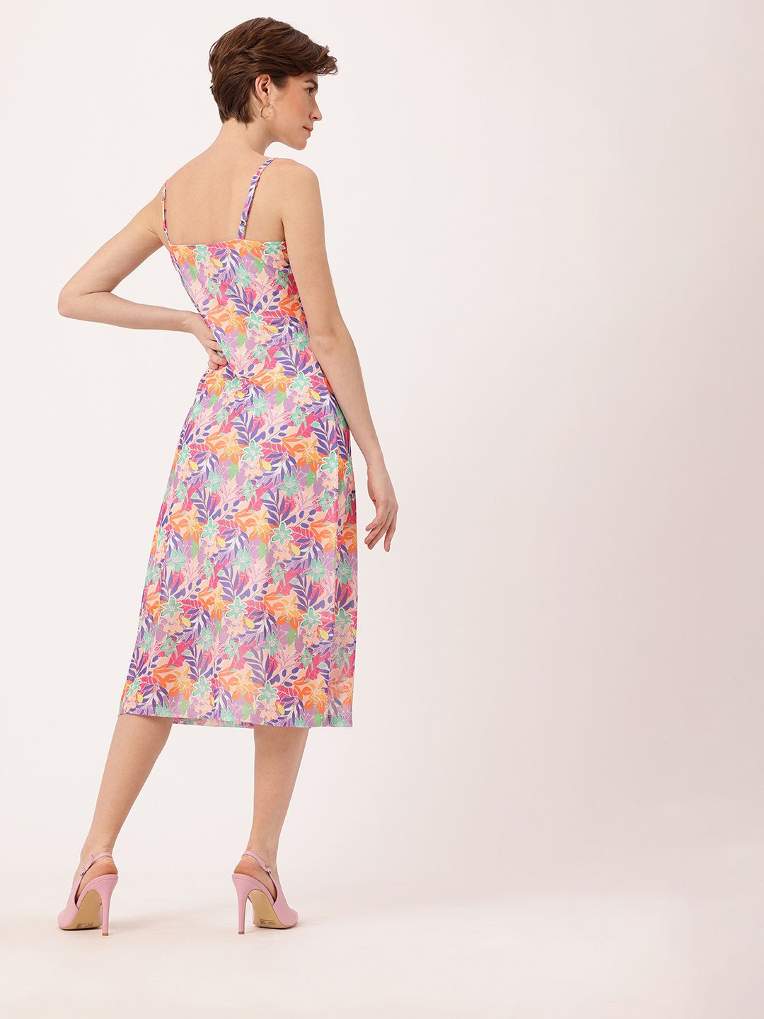 DressBerry Girly Glam Printed Soft Net A-Line Midi Dress