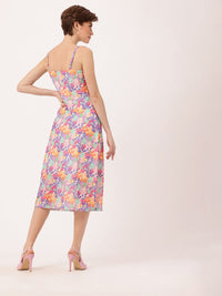 DressBerry Girly Glam Printed Soft Net A-Line Midi Dress