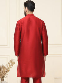 SOJANYA Men Maroon Solid Straight Kurta