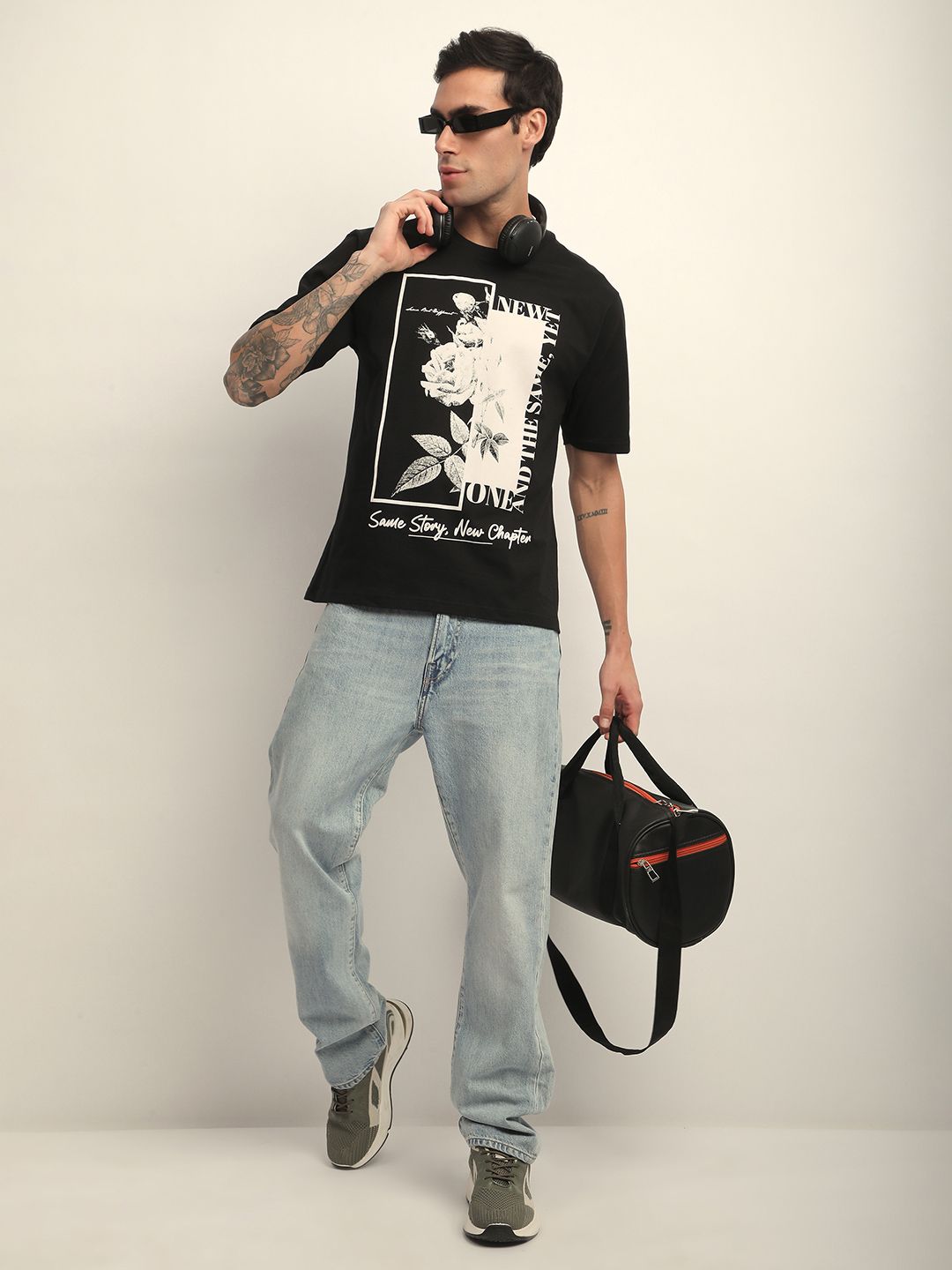 Difference Of Opinion Men Short Sleeve Oversized Crew Neck Printed Tshirt