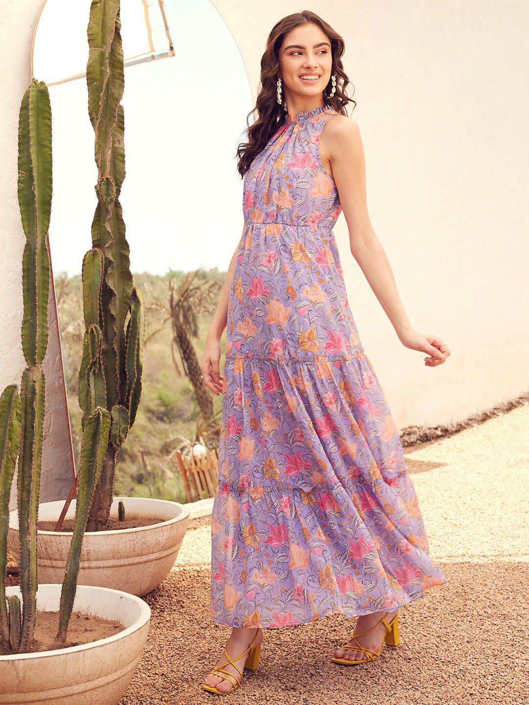 STREET 9 Lavender & Pink Floral Printed Maxi Dress